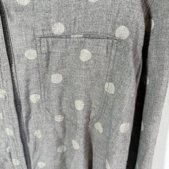 HINGE Womens Polka Dot Flannel Button Up Small Gray Chest Pockets Smart Casual - Picture 11 of 13